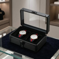 Double Watch Storage Box with Transparent Cover Portable Double Watch Box Sturdy for Travel, Dresser
