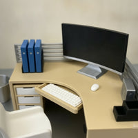 Miniature Office Desk Modern Miniature Desk with Chair Dollhouse Office Furniture Realistic Mini Books Ready to Display