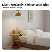Memphis Design Floor Lamp with Shelves Space Saving Floor Lamp with Table 3 Color Temperatures Indoor Lighting Stepless Dimming for Book Lovers, Homeowners, Living Room, Bedroom, Reading Nook, Entryway