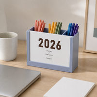 2026 Creative Desk Calendar Pen Holder with Memo Pad and Storage Box