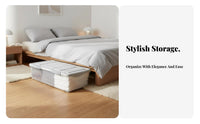 With casters Rolling Storage Drawer Low height Flat Rolling Bin Large Capacity Underbed Container Sturdy Construction for Apartment Dwellers, Homeowners, Under Bed, Bedroom, Dorm Room, Basement