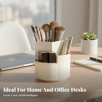 360 Degree Rotating Organizer Multiple Compartments Rotating Desk Organizer Space Saving 360 Degree Rotating Storage Holder for Desktop, School