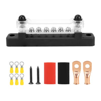 Transparent 6-Way Bus Bar with Cover Clear Busbar Slimline Bus Bar with Cover Easy to Install for DIYers, Electricians, RV, Boat, Automotive
