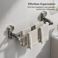 Sink Metal Towel Bar, Rotating Wall Mount Rack for Small Space Students, Damage Suction Cup Installation for Bathroom, Drying Storage Solution