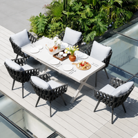Outdoor Table Extendable Dining Table, Aluminum, for Camping, Garden, Balcony
