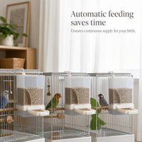 No-Mess Automatic Bird Feeder for Parrots and Small Birds, External Mount, Splash-Proof