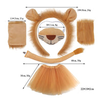 Soft Fabric Lion Headband with Gloves Furry Lion Costume with Tail Cute Paw Gloves Lightweight for Dress-Up