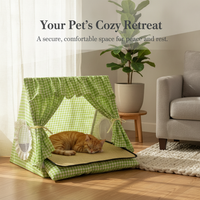 Pet Tent Bed for Cats and Small Dogs, Washable Semi-Enclosed Pet House, All Seasons