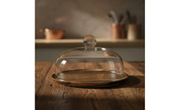 Wooden Cake Plate with Glass Cover Multifunctional Wooden Cake Display with Cover Serving Ware Handmade Servingware for Caterers