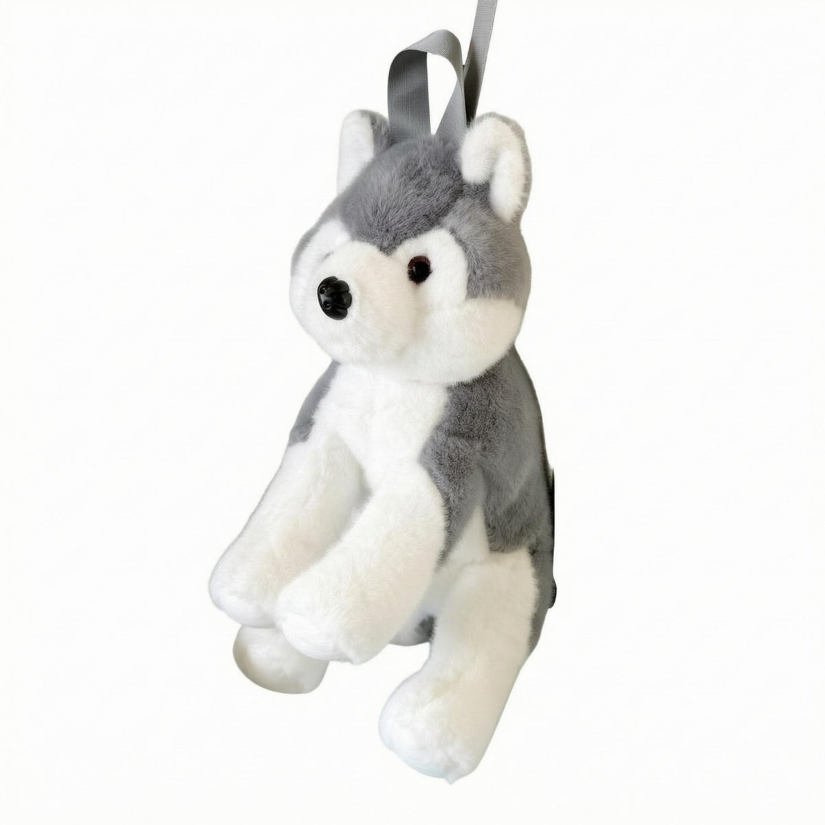 Dangling Legs Soft Toy Husky Backpack Soft Furry Realistic Husky Soft Toy Bag Top Hanging Loop Stuffed Dog Backpack for Display