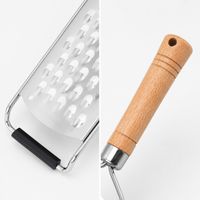 Stainless Steel Food Grater, Wood Handle Cheese Grater for Vegetables & Chocolate, Multi-purpose Kitchen Grater for Pasta & Salads