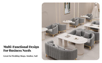 Creamy aesthetic Curved Sofa and Table Set Modern Design Commercial Furniture Soft Texture Lounge Seating adaptable Combination for Interior Designers, Business Owners, Photo Studio, Bridal Shop, Reception Area, Waiting Room