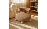 Boucle Stool with Wheels Upholstered Rolling Stool Mobile Ottoman for Kids, Bedroom
