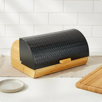 Wood Bread Box Food Metal Lid Bread Box Easy to Clean Breadbox Holder