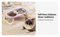 Removable Bowls Elevated Cat Bowl Set Easy to Clean Tilted Cat Food Water Bowl Set Spill Proof Guard for Cats, Indoors, Living Room, Kitchen