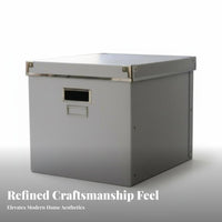 Lidded File Box with Metal Corners Portable Household Storage for Closet, Travel