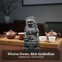2 Pieces Chinese Protector Lion Figurine Symbol of Prosperity and Protection Chinese Protector Lion Foo Dog Statue Pair Handmade