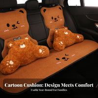 All-Season Cartoon Bear Car Seat Cushion Anti-Slip Cute Car Seat Cover Universal Fit for Children, Young Adults, SUVs, Road Trips