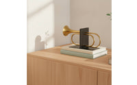 Trumpet Bookends Sculptural Metal Bookends with Rectangular Base Heavy Duty Book Stopper for Avid Readers