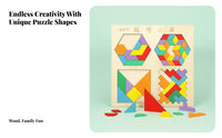 Tangram Block Mind Game Set Early Education Quadruple Challenge Set Wooden Mind Game Board Geometric Pattern Blocks Encourages