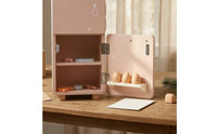 Wooden Play Refrigerator Rounded Edges Wooden Toy Fridge Ice Maker Feature Children's Kitchen Fridge for Children