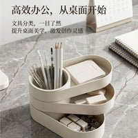 Creative Rotating Pen Holder Organizer for Desk, Multi-Layer Stationery Storage with Compartments, Nordic Style