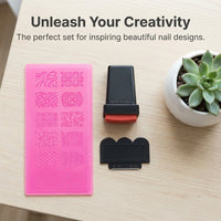 Rectangular Stamping Kit for Nail Technicians Image Plates with for Manicure and Decoration, Professional Printing Template Set 6x12cm