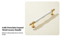 Light Luxury Design Ceramic Cabinet Handle Modern Simple White and Gold Drawer Pull Elegant Appearance for Kitchen, Bedroom, Bathroom