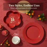 Red Wedding Candy and Dried Fruit Tray for Living Room Coffee Table, New Home Celebration Fruit Plate