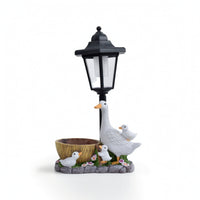 Solar Lamp with Bird Base Outdoor Garden Statue with Solar Light Figurine Sculpted for Gardeners, Patio, Pathway