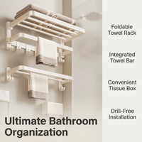 Wall Mounted Rack and Hanging for Bathroom Hardware, Multi-Functional Towel Storage for Washroom and Powder Room