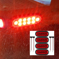 4 Pieces Oval LED Trailer Light Black Housing Red LED Trailer Light Wiring Leads