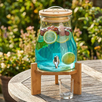 Drink Dispenser with Tap and Metal Stand, Tapered Juice Dispenser with Steel Spigot, Beverage Dispenser for Iced Tea and Home Bar Use