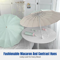 16-Rib Folding Sun Umbrella, Windproof UV Protection, Dual-Use, Colorful Coating, Contrasting Colors