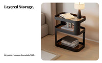 Space-Saving 2-Tier Nightstand Creamy aesthetic 2-Tier Accent Table Minimalist Design Home Furnishing adaptable Use for Apartment Dwellers, Interior Decorators, Bedroom, Small Spaces, Dorm Room, Entryway