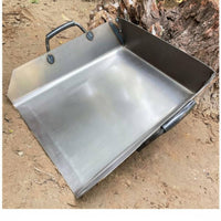 Two Side Handles Heavy-Duty Dustpan Silver-Gray Silver-Gray Finish Steel Dustpan Raised Side Handle Cleaning Tool Wide Rectangular for Mine, Outdoor