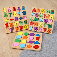 Kids Wooden Number & Letter Puzzle Board Educational Toy