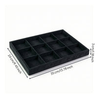 Flocked Jewelry Tray with 12 Compartments Open-Top Jewelry Organizer Tray Shallow Scratch-Resistant for Collectors