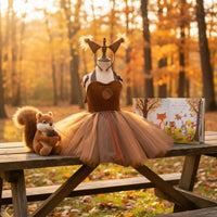 Squirrel Costume Dress Furry Ear Accents Squirrel cold Costume Cuddly Material Material Kids Clothing for Performance Wear