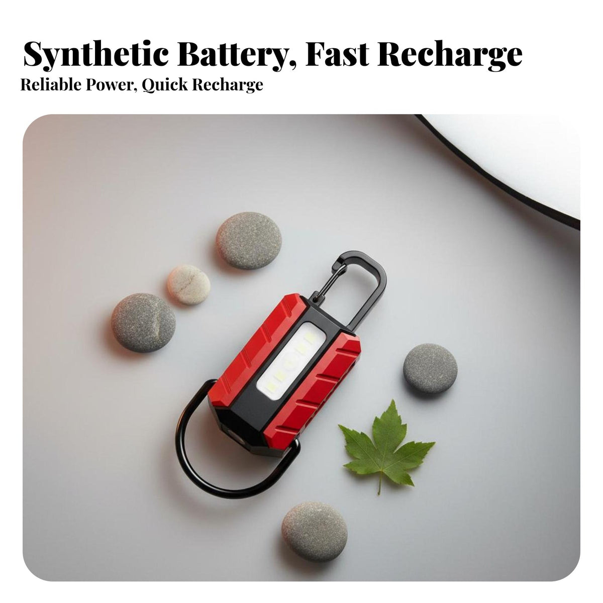 Energy-Replenishable Keychain Flashlight Multi-Functional Mini Worklight Light Compact & Lightweight Energy-Replenishable Carabiner Flashlight