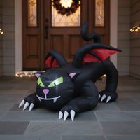 Inflate Inflatable Black Cat Outdoor Inflatable Cat with Wings Lighted Lightweight for Lawn