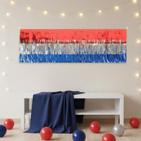 Easy to Hang Red White Blue Streamer Lightweight Patriotic Fringe Garland Picture Backdrop Ready for Independence Day, Independence Day