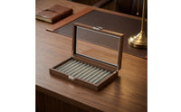Wood-Grain 12-Slot Pen Organizer Walnut Pen Display Case Elegant Luxury for Collectors