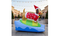 Outdoor Christmas Inflatable Dachshund Festive Inflatable Dog with Surfboard Quick Inflating Inflate Dachshund Easy to Use for Homeowners
