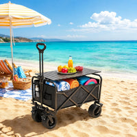 Multi-Functional Wagon with Table Foldable Folding Camping Wagon Easy to Clean Camp Carrier Large Capacity for Picnic, Beach, Fishing