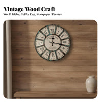 Non-Ticking Wooden Wall Clock Easy to Hang Retro Wall Clock Lightweight for Interior Design Enthusiasts, Seniors, Living Room, Bedroom, Cafe
