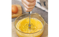 Semi-Automatic Egg Beater Stainless Steel Handheld Egg Beater Whisk with Spring Head Easy to Use Utensil Long-Lasting