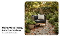 sturdy Wood Frame Woven Armchair All-Weather Design paded Armchair and Table Set Thick pads Patio Seating Modern Minimalist aesthetic for Villa Residents, Garden lovers, Balcony, Sunroom, rearyard, Waterside
