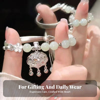 Longevity Lock Bracelet Good Luck Amulet Half Bangle Half Chain Bracelet