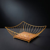 Modern Square Fruit Basket Decorative Fruit Basket with Wooden Base Elegant Versatile for Coffee Table